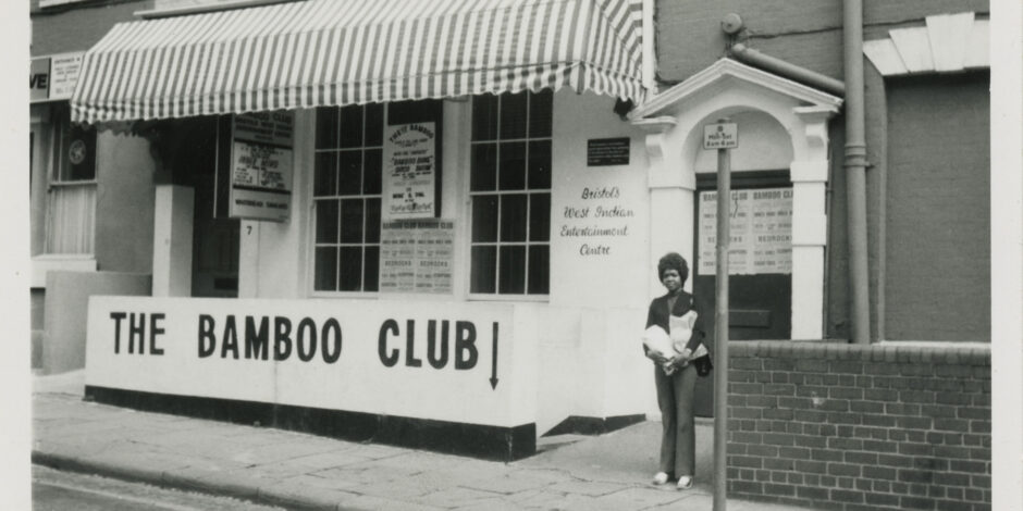 black and white photo of the outside of the bamboo club