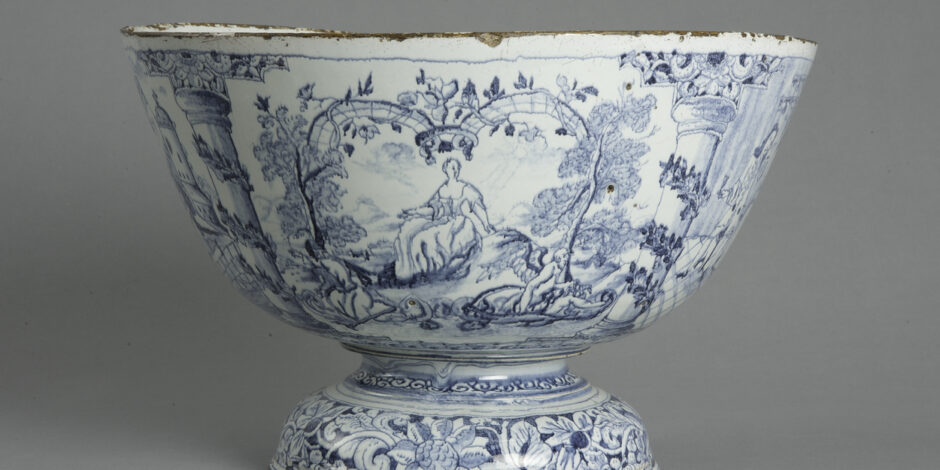 a decorated punch bowl